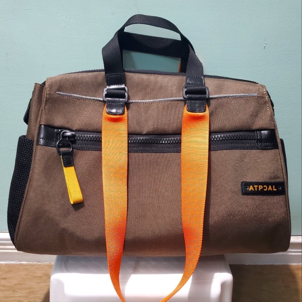 NEW ATPCAL Three Way Brown Black Fabric Briefcase Messenger Unisex Satchel Bag